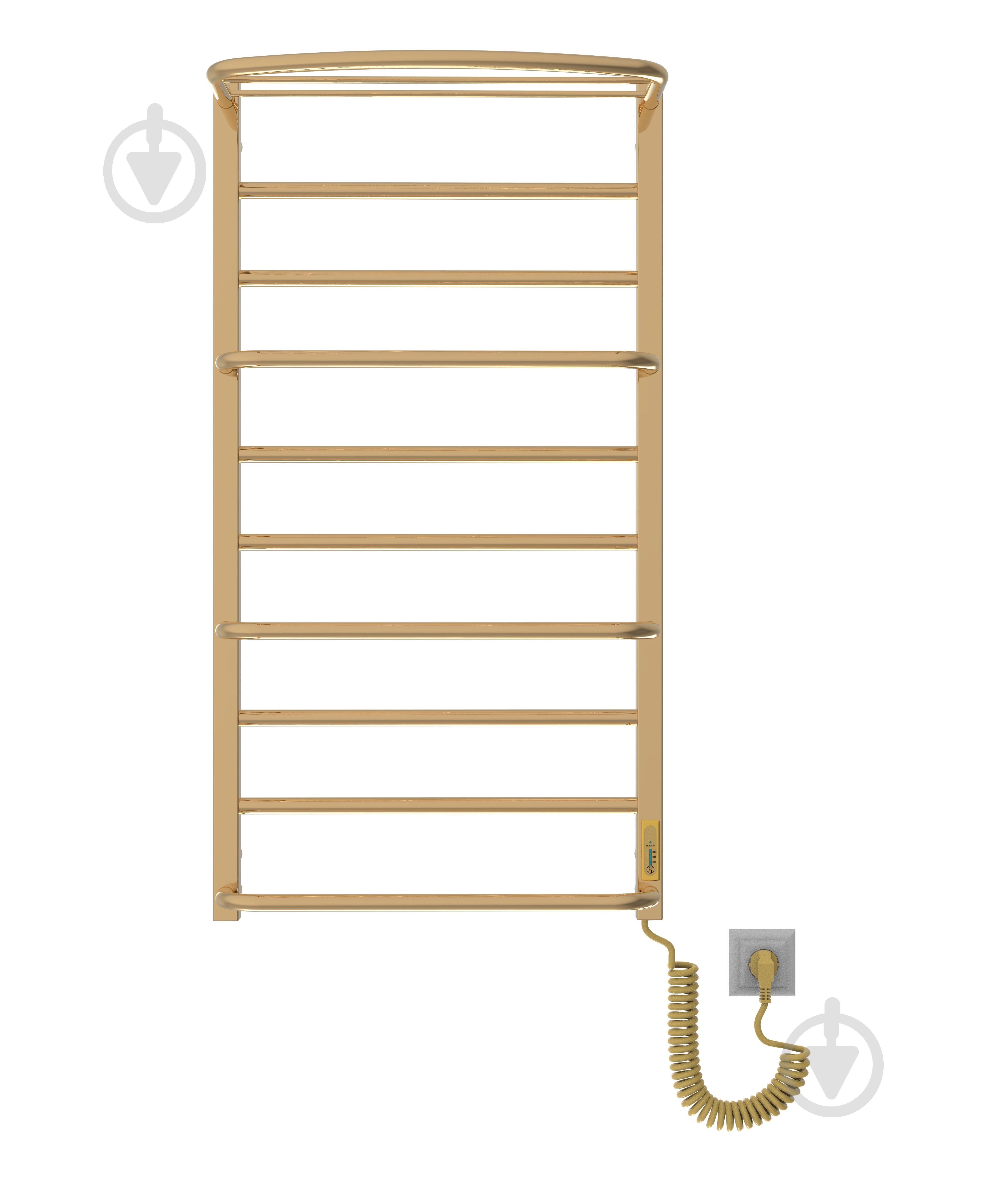 Полотенцесушитель электрический Elna Каскад Люкс з полицею 10 (1010*530*290) поліроване золото з діммером t - фото 3