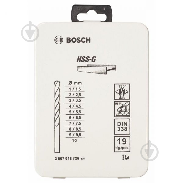 Набор сверл по металлу Bosch HSS-G 19 шт. 2607018726 - фото 2 Набор сверл по металлу Bosch HSS-G 19 шт. 2607018726 - фото 2