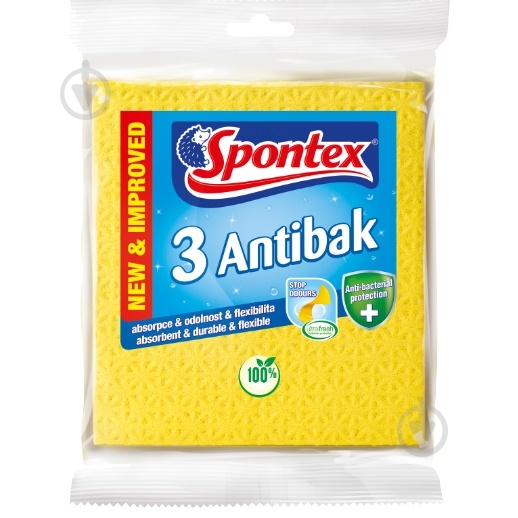 Набір серветок універсальних SPONTEX 3 ANTIBAK 20,5х18 см 3 шт./уп. різнокольорові - фото 1