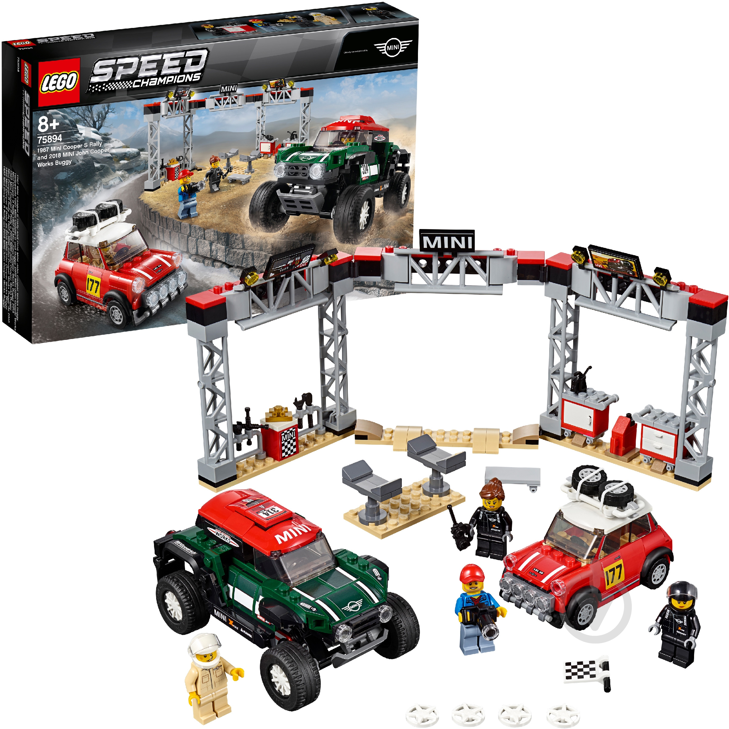 Конструктор LEGO Speed Champions Автомобілі 1967 Mini Cooper S Rally та 2018 MINI John Cooper Works Buggy 75894 - фото 2 Конструктор LEGO Speed Champions Автомобілі 1967 Mini Cooper S Rally та 2018 MINI John Cooper Works Buggy 75894 - фото 2