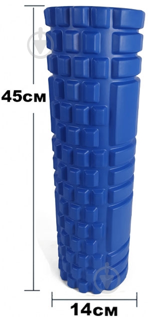 Ролик массажный EasyFit Grid Roller v2.1 синий 45 см - фото 2