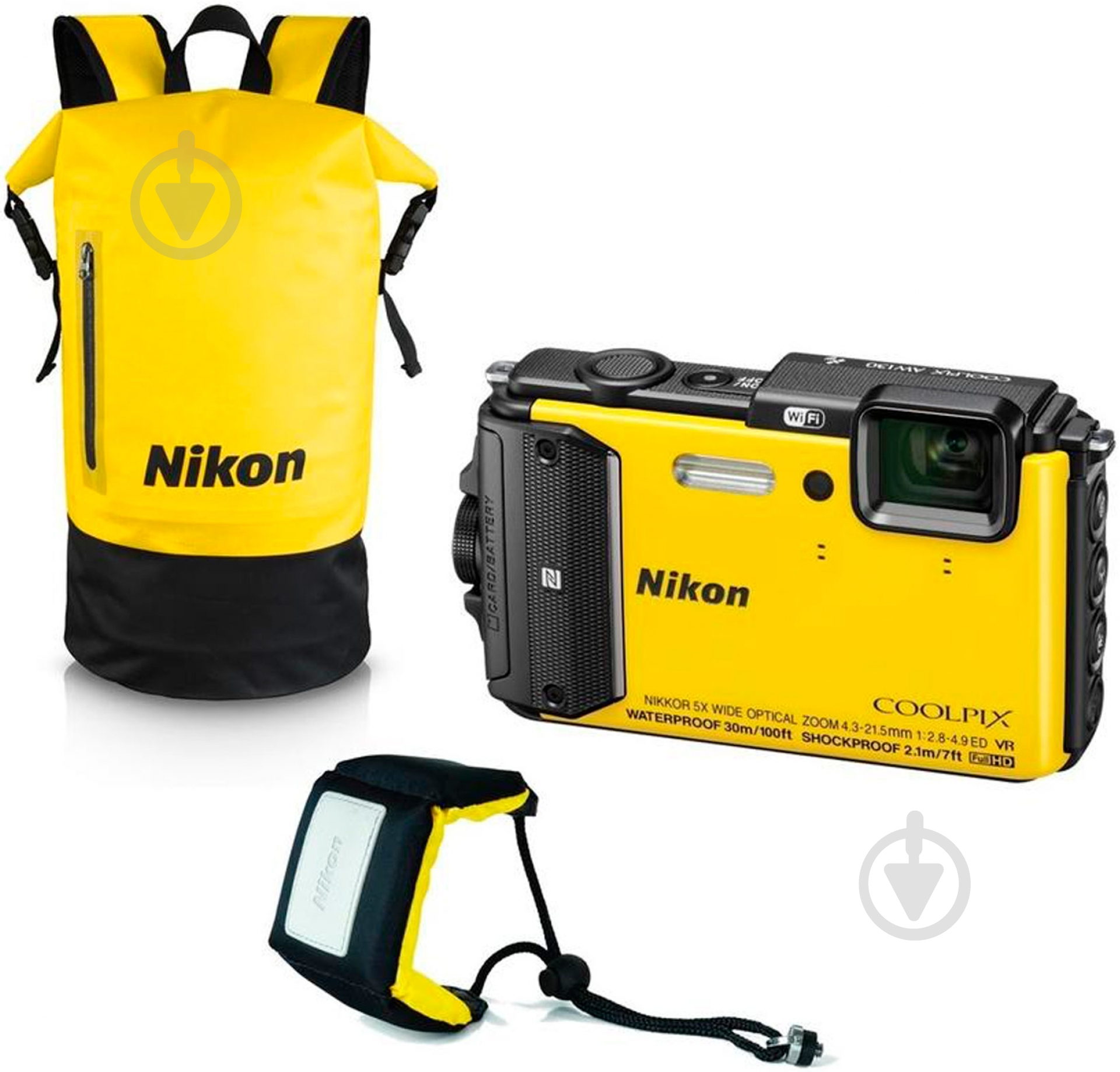 Nikon COOLPIX AW130 イエロー ᐉ Фотоаппарат Nikon Coolpix AW130 Diving Kit yellow • Купить в