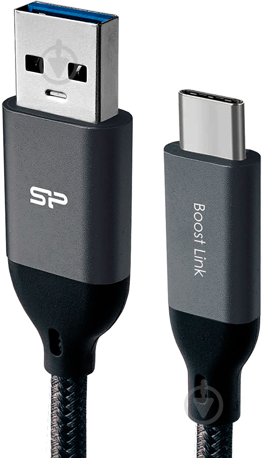 Кабель Silicon Power USB Type-A – USB Type-C 1 м черный (LK30 Black/Nylon) - фото 2