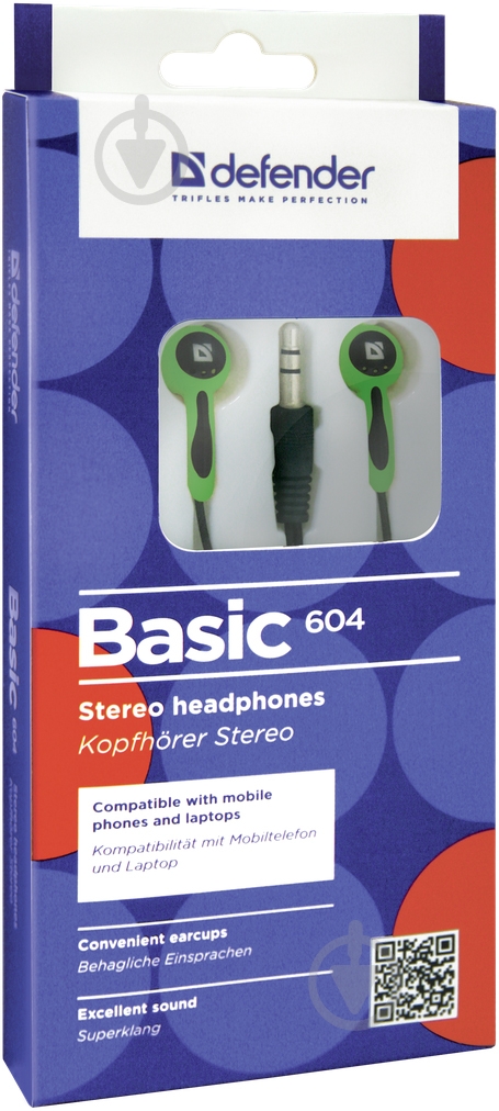 Навушники Defender Basic 604 green/black вставки - фото 4 Навушники Defender Basic 604 green/black вставки - фото 4