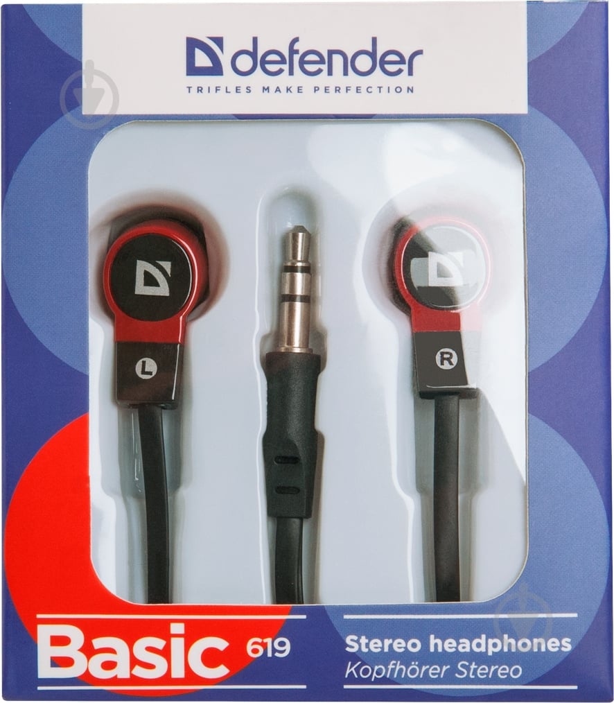 Наушники Defender Basic 619 red/black вставки - фото 4