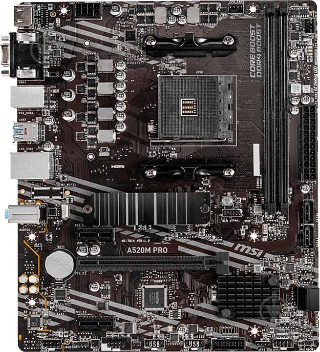 Материнская плата MSI A520M_PRO (Socket AM4, AMD A520, mirco ATX) - фото 1