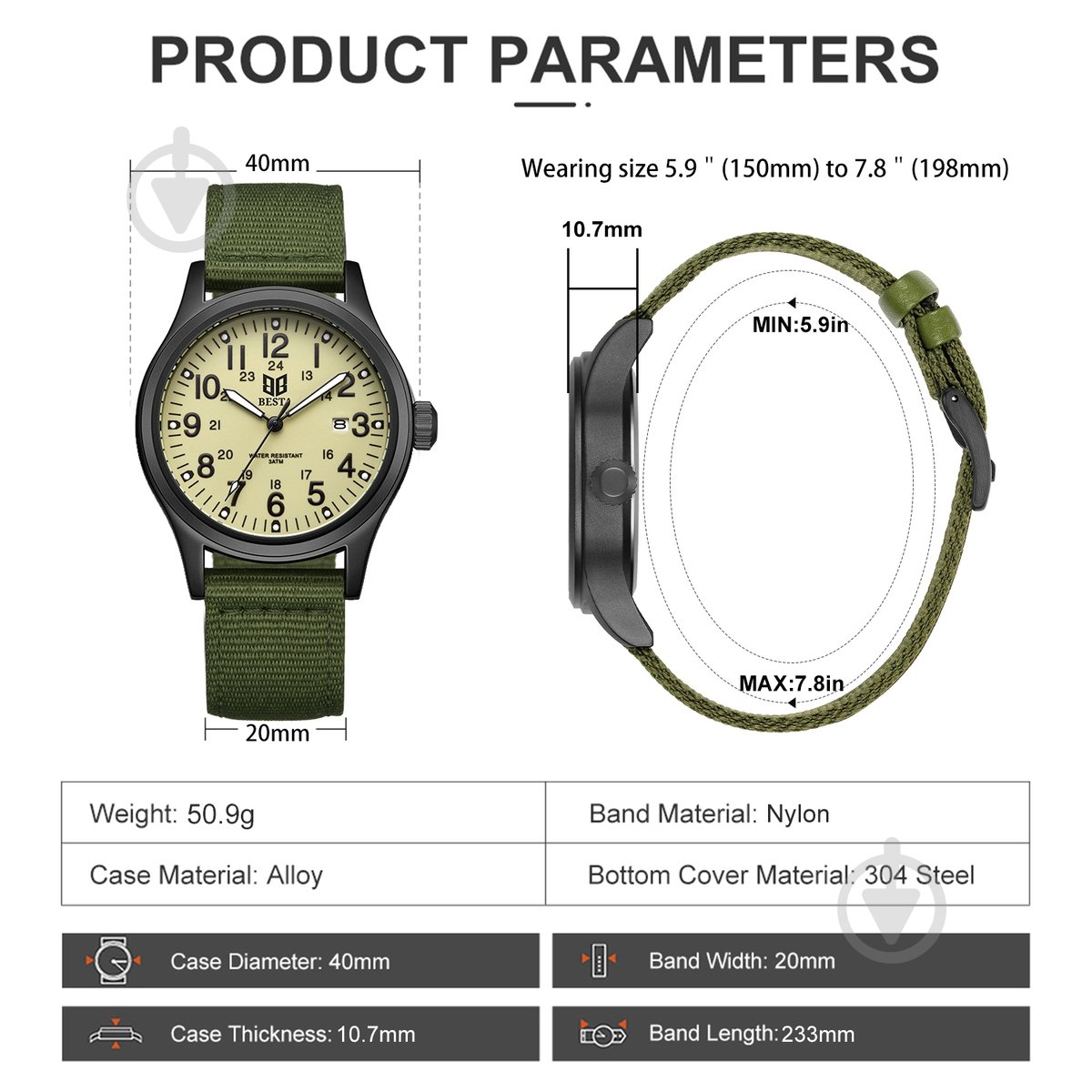 Часы тактические Command BESTA green (2037) - фото 3