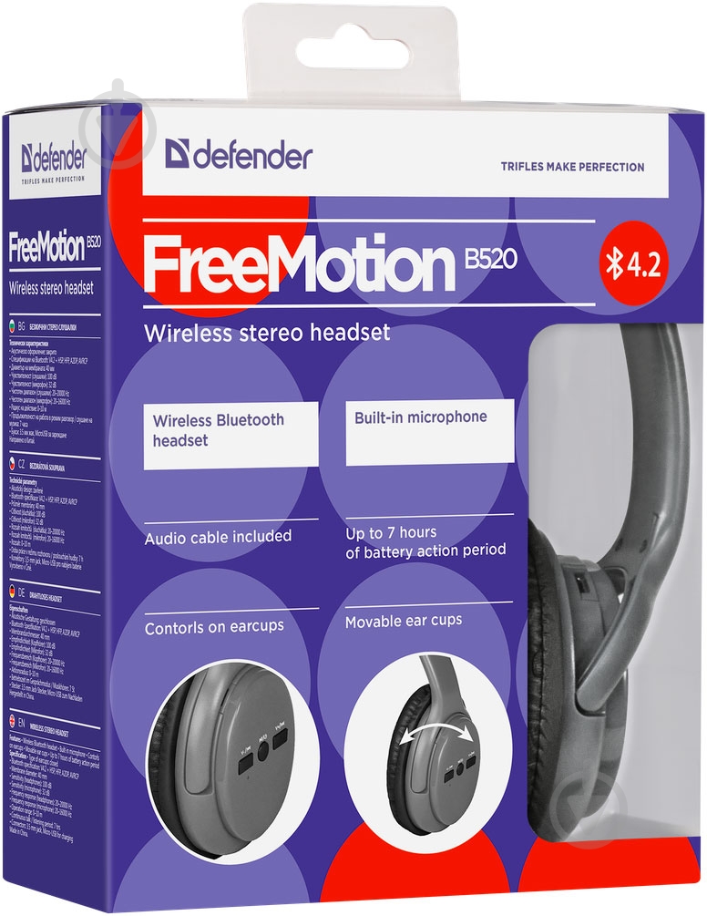 Гарнитура Defender FreeMotion B520 Bluetooth grey 63520 - фото 3 Гарнитура Defender FreeMotion B520 Bluetooth grey 63520 - фото 3