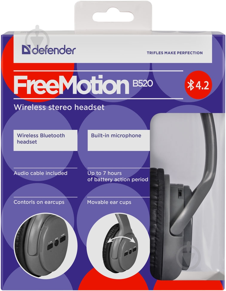 Гарнитура Defender FreeMotion B520 Bluetooth grey 63520 - фото 4 Гарнитура Defender FreeMotion B520 Bluetooth grey 63520 - фото 4