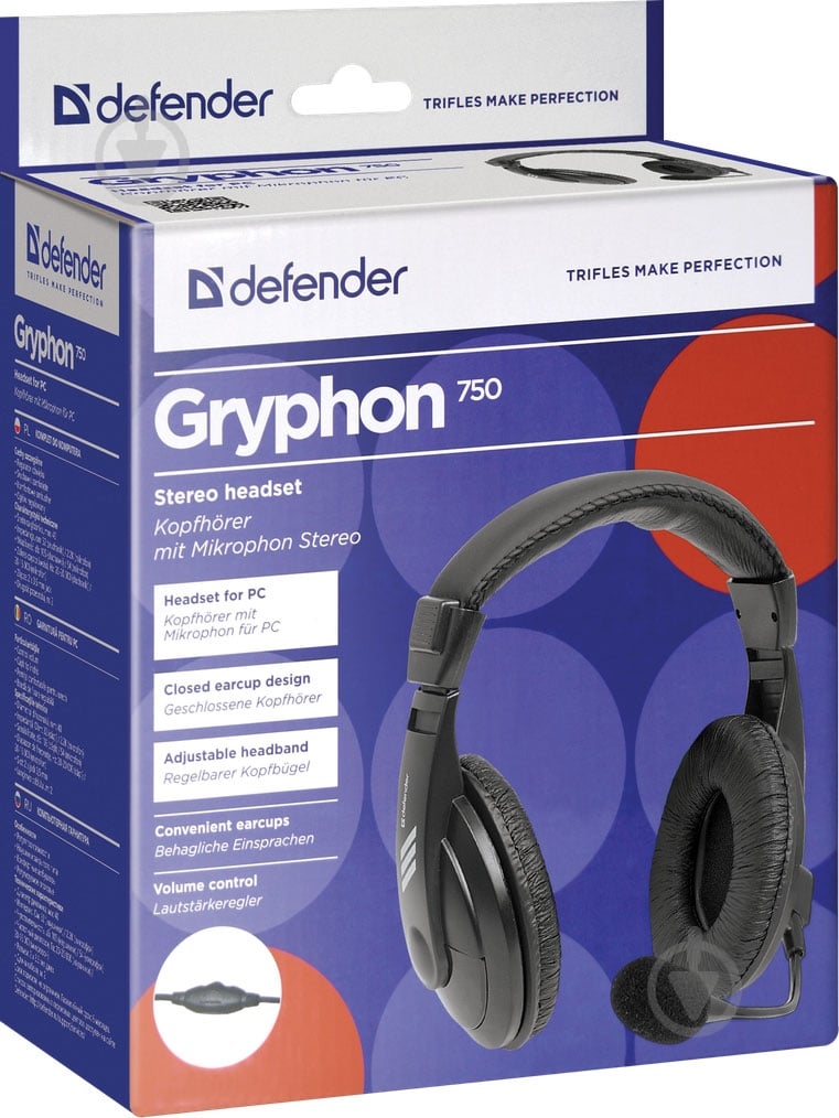 Гарнитура Defender Gryphon HN-750 black 63750 - фото 3