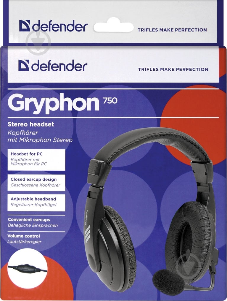 Гарнитура Defender Gryphon HN-750 black 63750 - фото 4