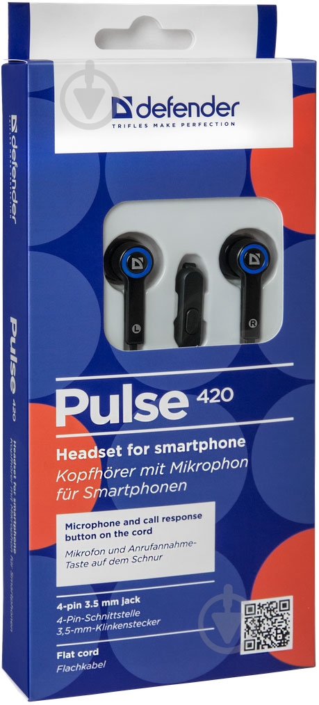 Наушники Defender Pulse 420 black/blue 63423 - фото 6