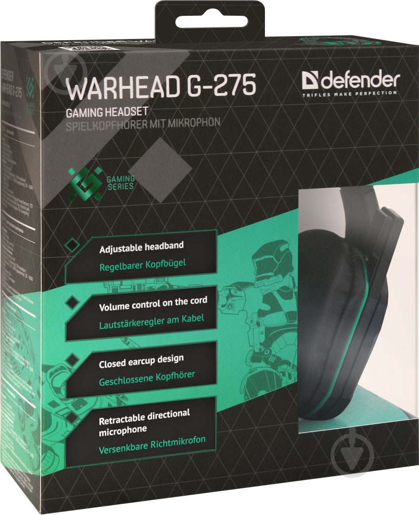 Гарнитура Defender Warhead G-275 black/green 64122 - фото 6