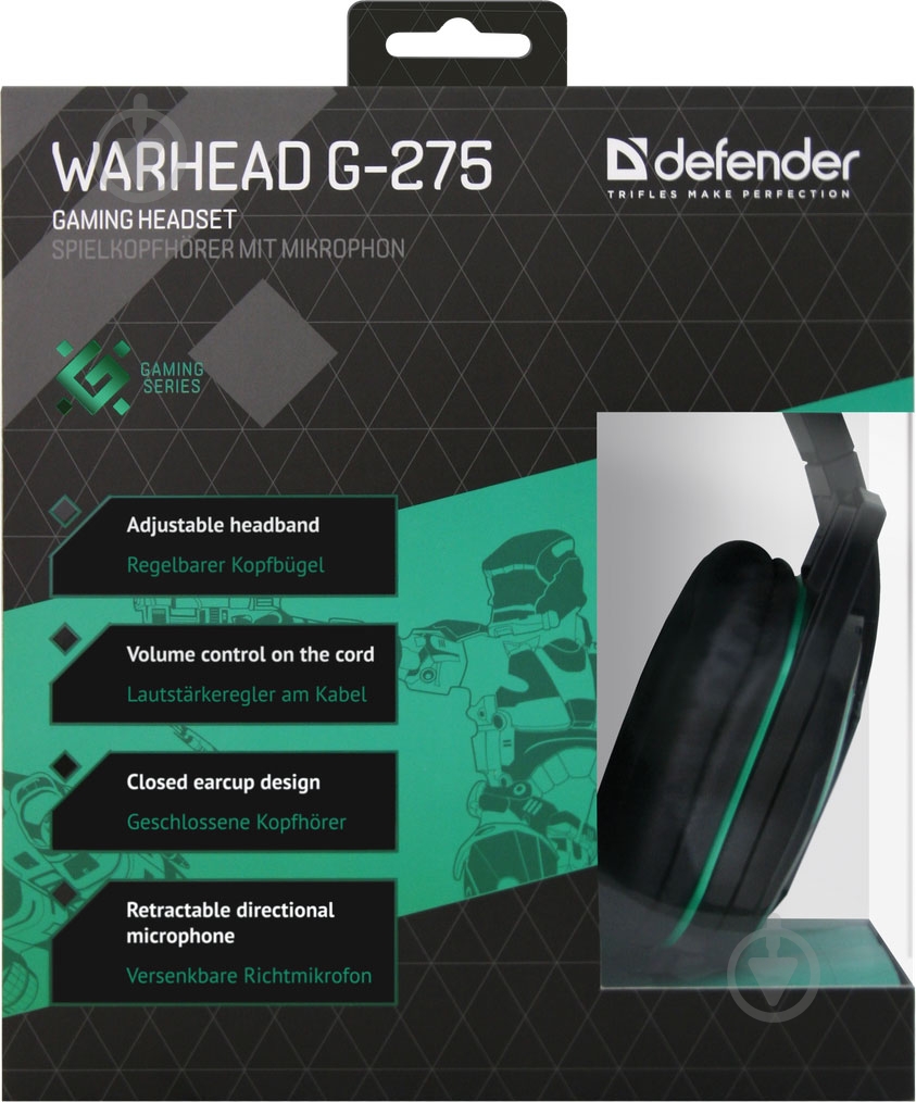 Гарнитура Defender Warhead G-275 black/green 64122 - фото 7