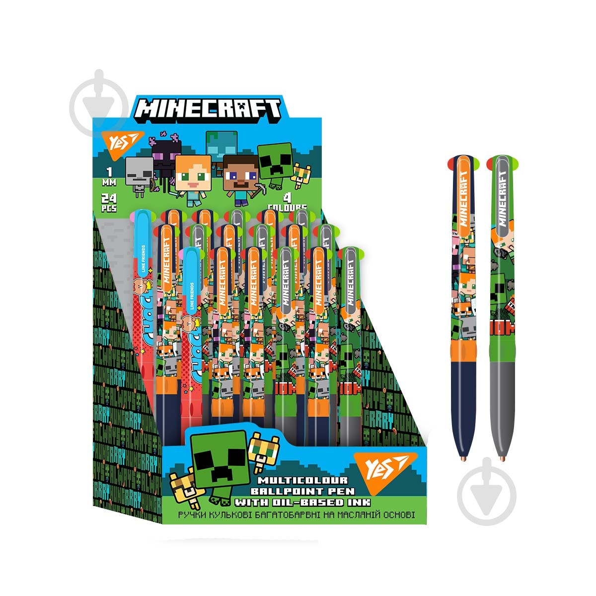 Ручка шариковая YES Minecraft Boom 0,5 мм 4 цвета - фото 1