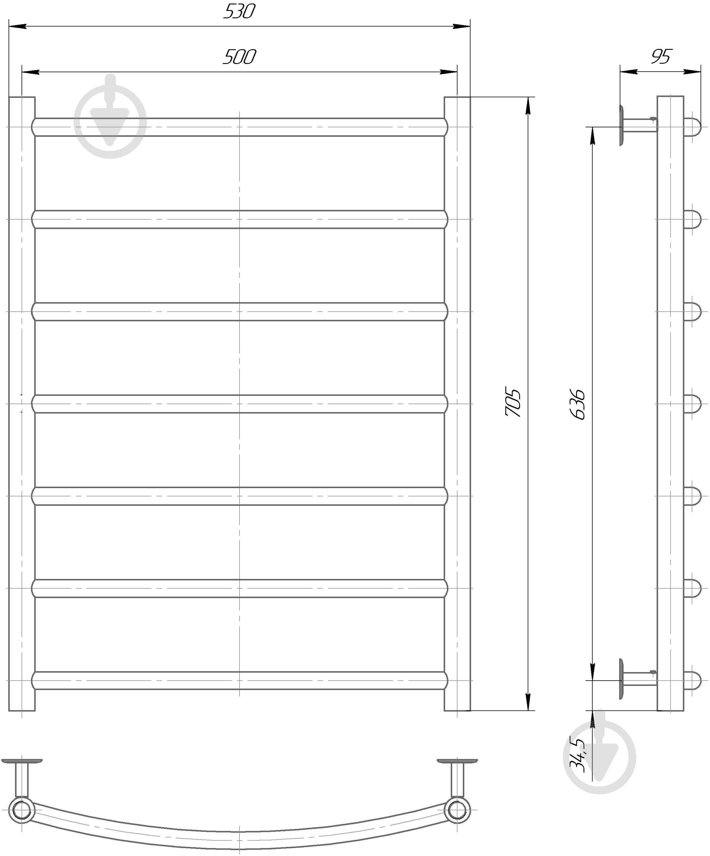 Рушникосушарка Elna Класік-7 705х530х95 - фото 2 Рушникосушарка Elna Класік-7 705х530х95 - фото 2