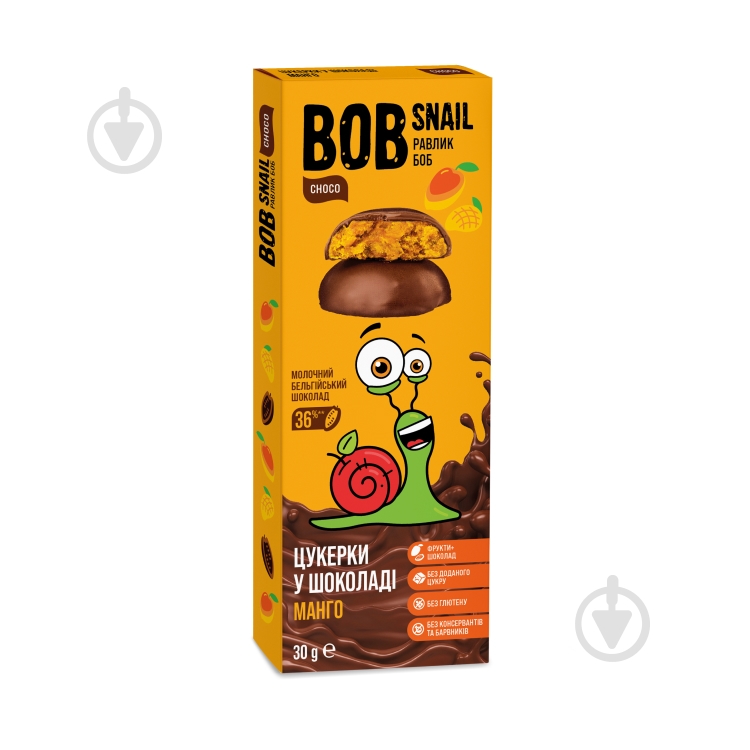 Конфеты BobSnail манго-бельгийский молочный шоколад 30 г - фото 1