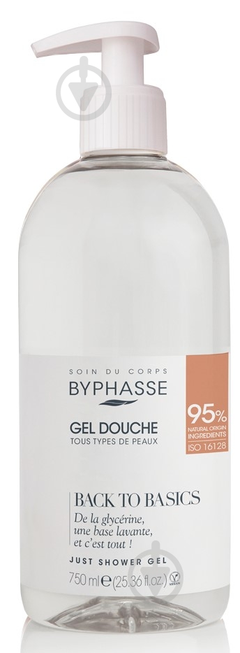 Гель для душа Byphasse BACK TO BASICS для всех типов кожи (насос) 750 мл - фото 1