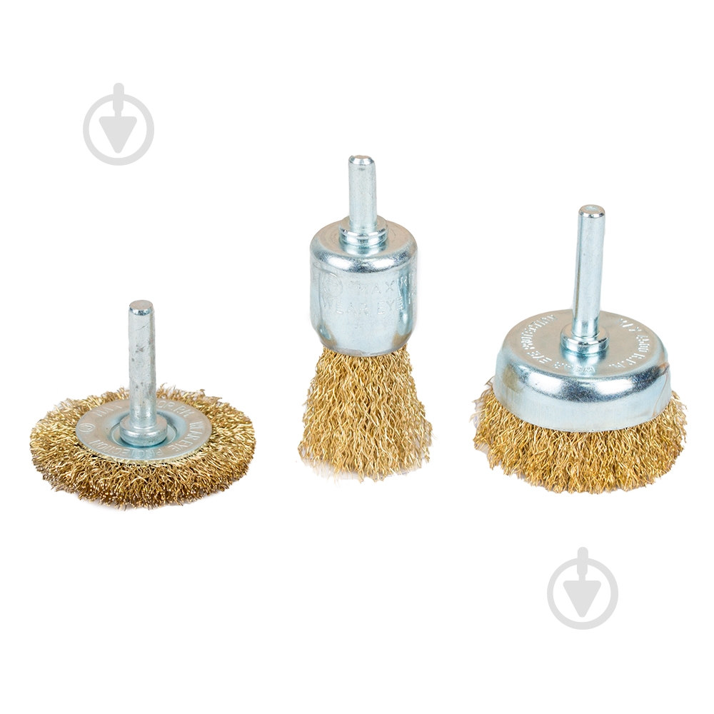 Набор щеток проволочных 3 шт Ø 25; 50; 50 мм хвостовик Ø 6 мм (латунированная) Sigma 9010011 - фото 1 Набор щеток проволочных 3 шт Ø 25; 50; 50 мм хвостовик Ø 6 мм (латунированная) Sigma 9010011 - фото 1