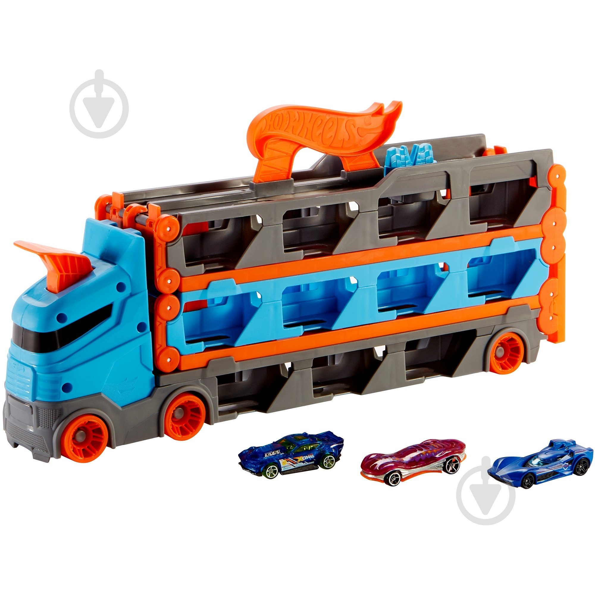 Вантажівка-транспортер Hot Wheels Суперперегони GVG37 - фото 1
