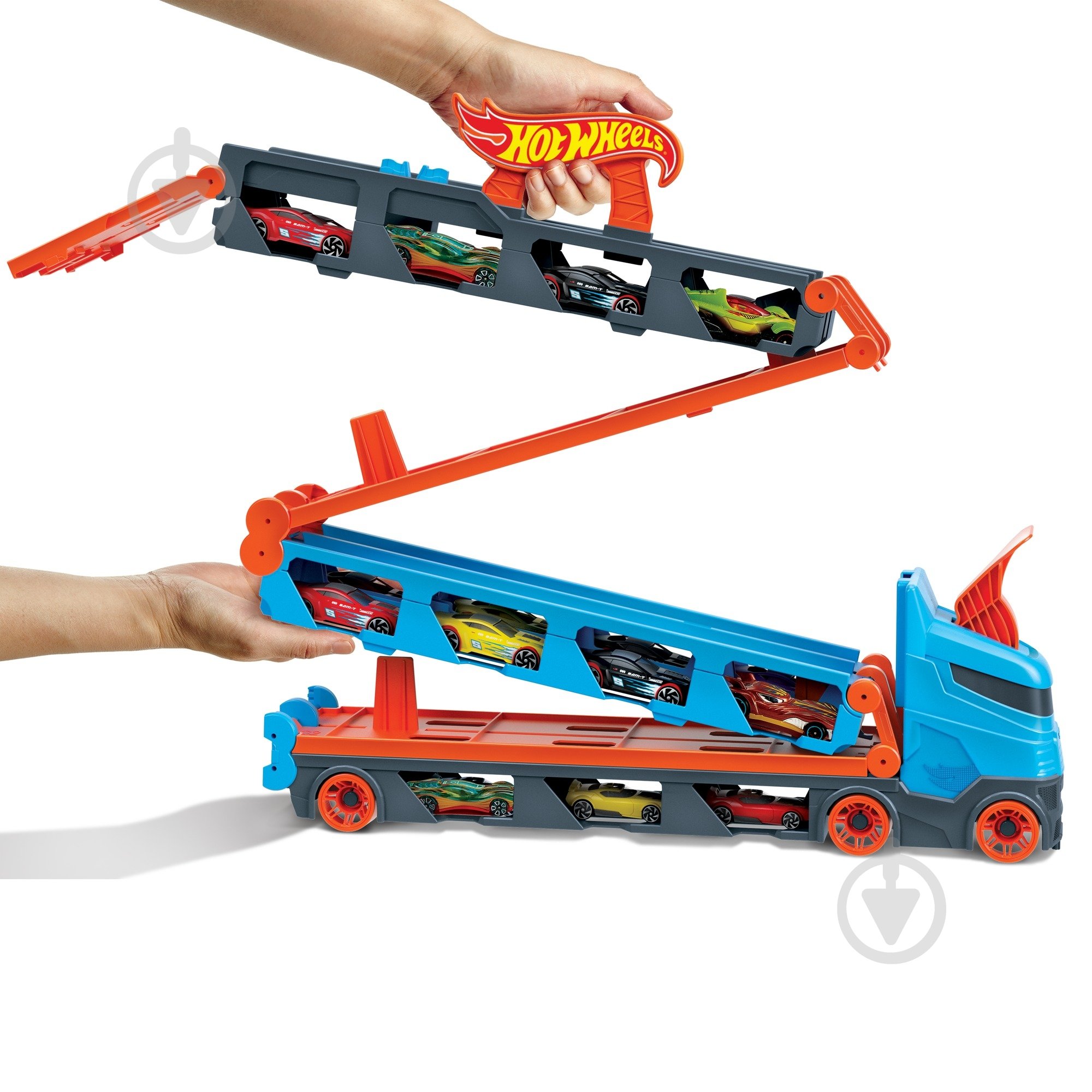 Вантажівка-транспортер Hot Wheels Суперперегони GVG37 - фото 6