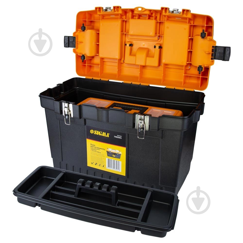 Набор ящиков для инструментов Sigma для инструмента 2 в 1 металлические замки 413×212×244 мм. 564×310×388 мм 7403521 - фото 2 Набор ящиков для инструментов Sigma для инструмента 2 в 1 металлические замки 413×212×244 мм. 564×310×388 мм 7403521 - фото 2