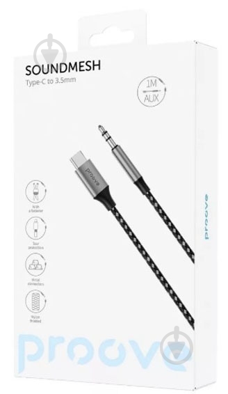 Кабель Proove SoundMesh Type-C - 3.5mm 1 м серый (ACSM00002801) - фото 2