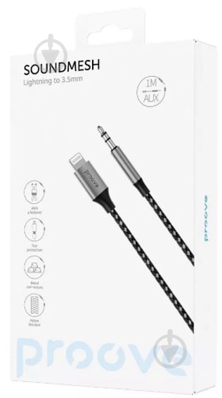 Кабель Proove SoundMesh Lightning - 3.5mm 1 м сірий (ACSM00004801) - фото 2 Кабель Proove SoundMesh Lightning - 3.5mm 1 м сірий (ACSM00004801) - фото 2