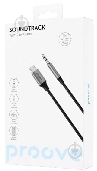 Кабель Proove SoundTrack Type-C - 3.5mm 1 м чорний (ACST00002801) - фото 2 Кабель Proove SoundTrack Type-C - 3.5mm 1 м чорний (ACST00002801) - фото 2