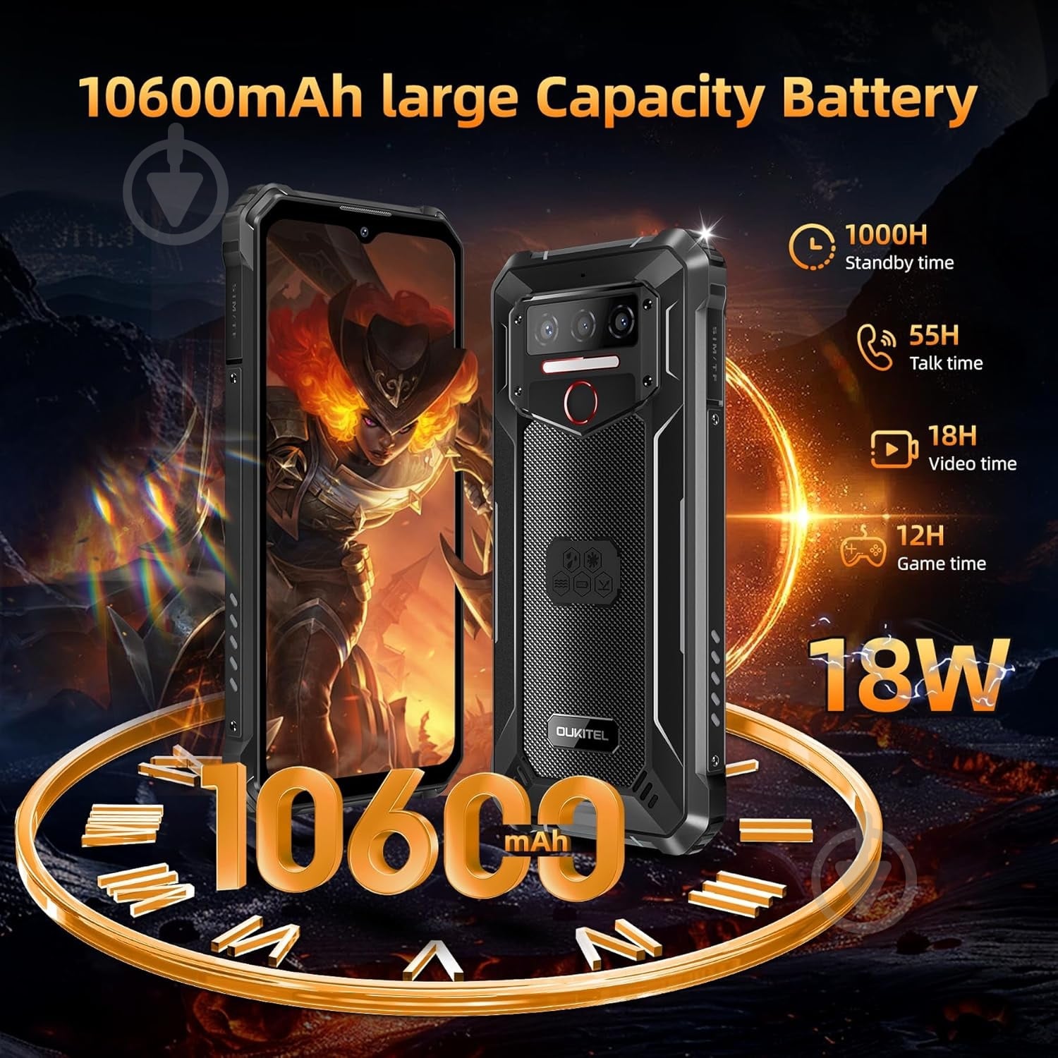 Смартфон Oukitel WP23 Plus 4/128GB black/orange (WP23_Plus_4_128_OR) - фото 9