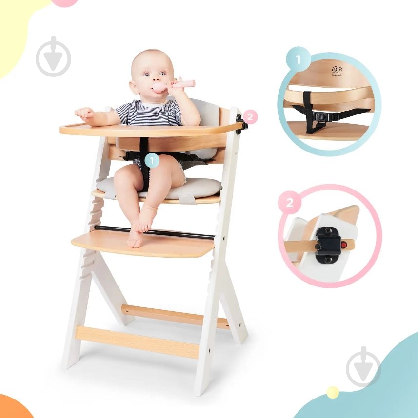 Стульчик для кормления Kinderkraft Enock White Wood с подушкой (KHENOC0PWHT0000) - фото 11