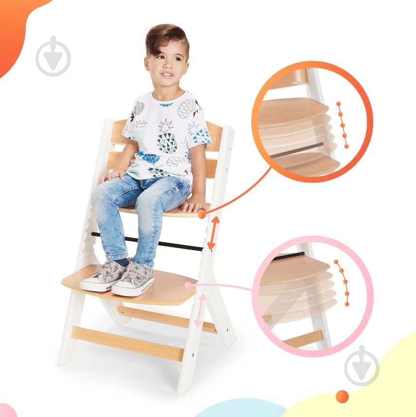 Стульчик для кормления Kinderkraft Enock White Wood с подушкой (KHENOC0PWHT0000) - фото 13