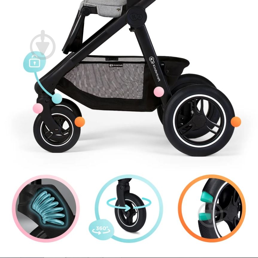Коляска універсальна 2 в 1 Kinderkraft Everyday Denim KSEVER00DEN2000 - фото 12
