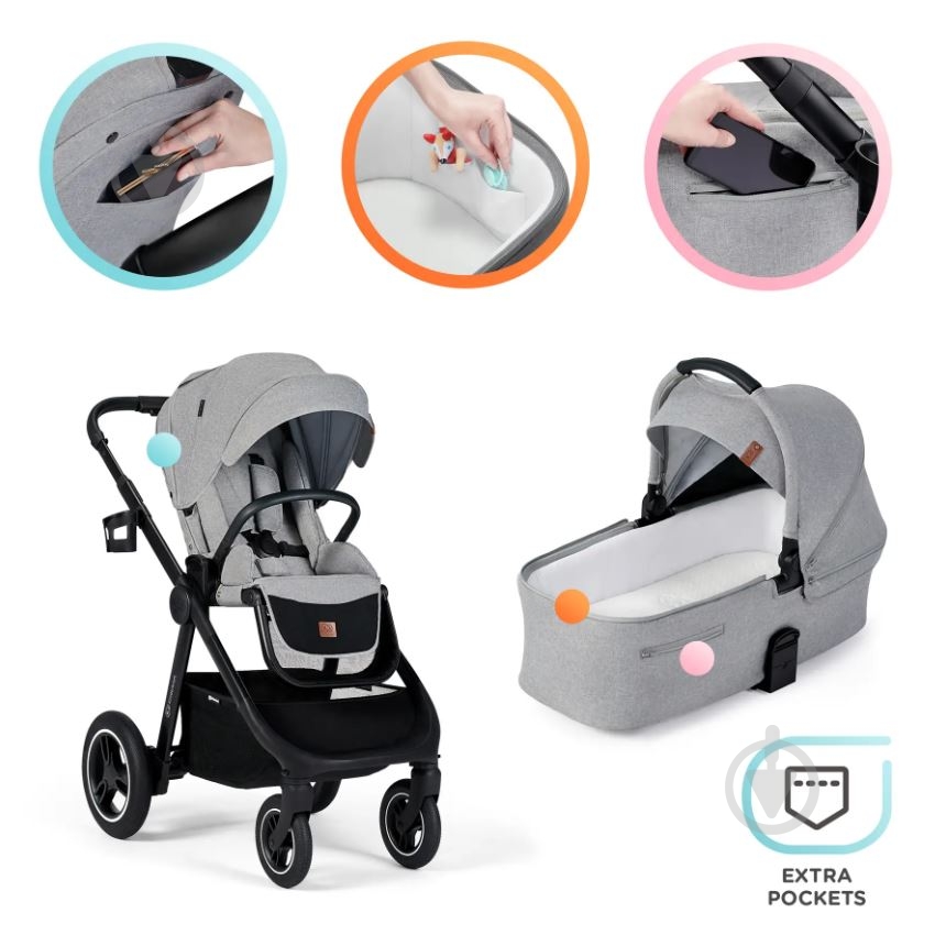 Коляска універсальна 2 в 1 Kinderkraft Everyday Light Gray KSEVER00LGR2000 - фото 33 Коляска універсальна 2 в 1 Kinderkraft Everyday Light Gray KSEVER00LGR2000 - фото 33