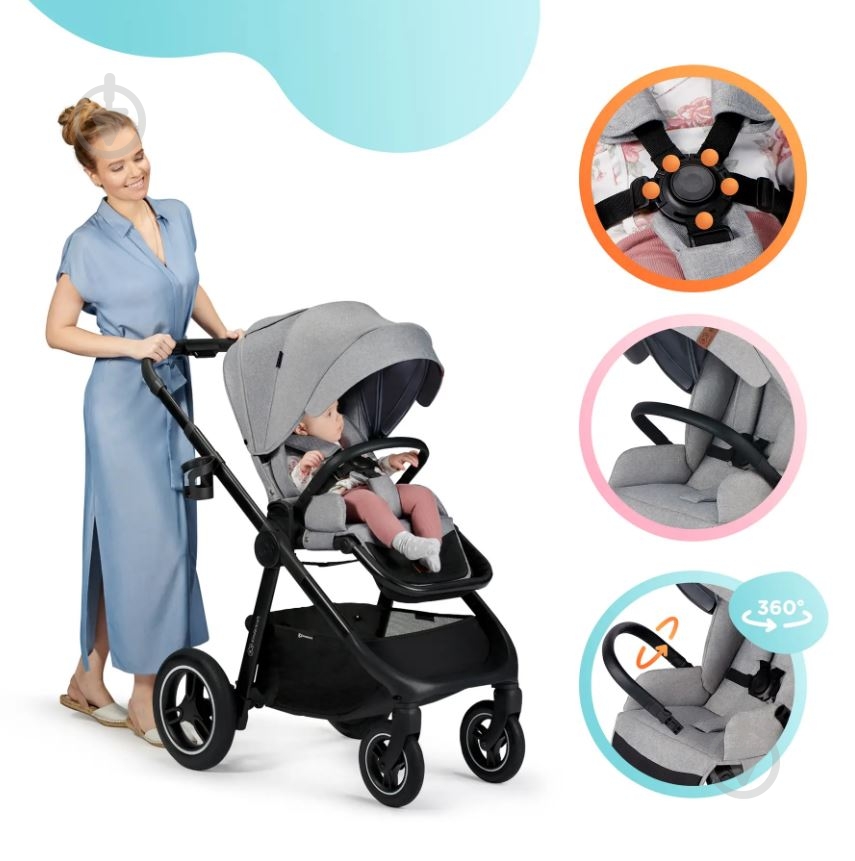 Коляска універсальна 2 в 1 Kinderkraft Everyday Light Gray KSEVER00LGR2000 - фото 34 Коляска універсальна 2 в 1 Kinderkraft Everyday Light Gray KSEVER00LGR2000 - фото 34