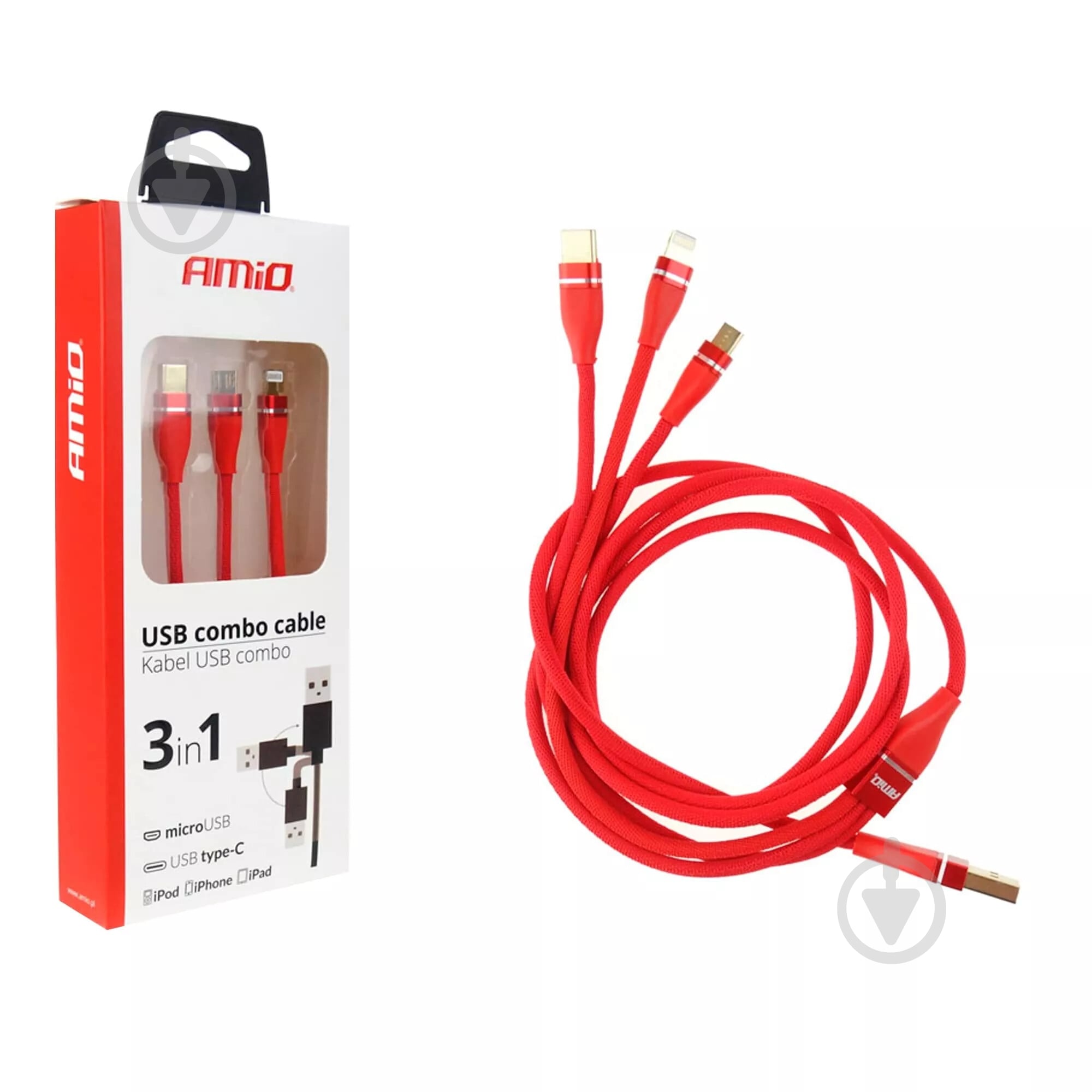 Кабель AMiO 3 в 1 Lightning/USB C/micro USB 3.1A 120 см (02178) - фото 2