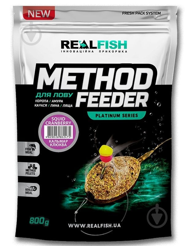 Приманки для ловлі риби RealFish 800 г кальмар/ журавлина SQUID CRANBERRY-КАЛЬМАР - фото 1
