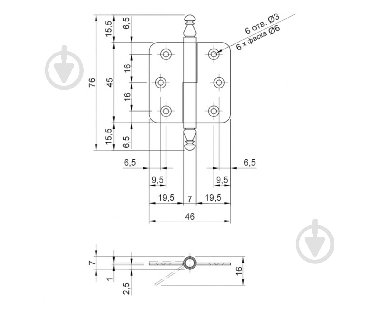 Петля декоративная DC ZS 10 G-341 бронза старая (левая) - фото 3 Петля декоративная DC ZS 10 G-341 бронза старая (левая) - фото 3