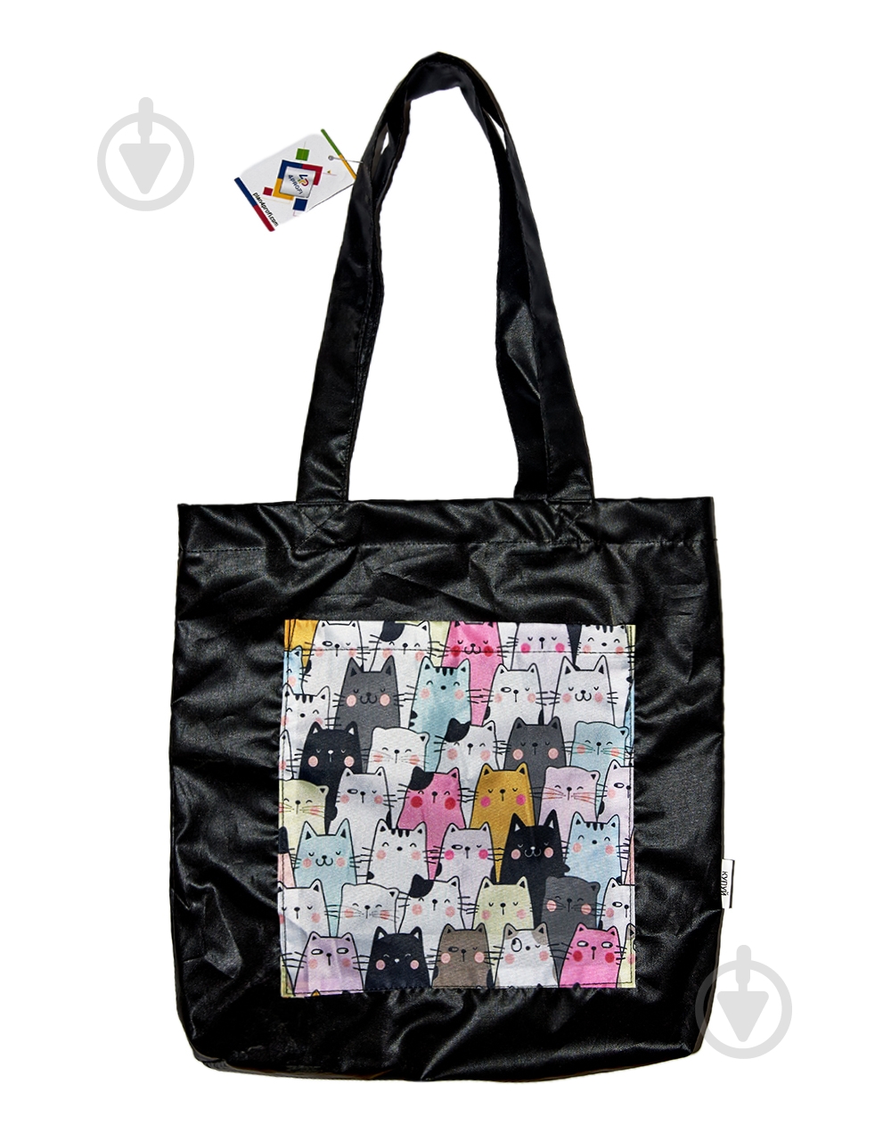 Сумка-шоппер 4PROFI Cats с карманом 40x35 см черный с рисунком - фото 3 Сумка-шоппер 4PROFI Cats с карманом 40x35 см черный с рисунком - фото 3