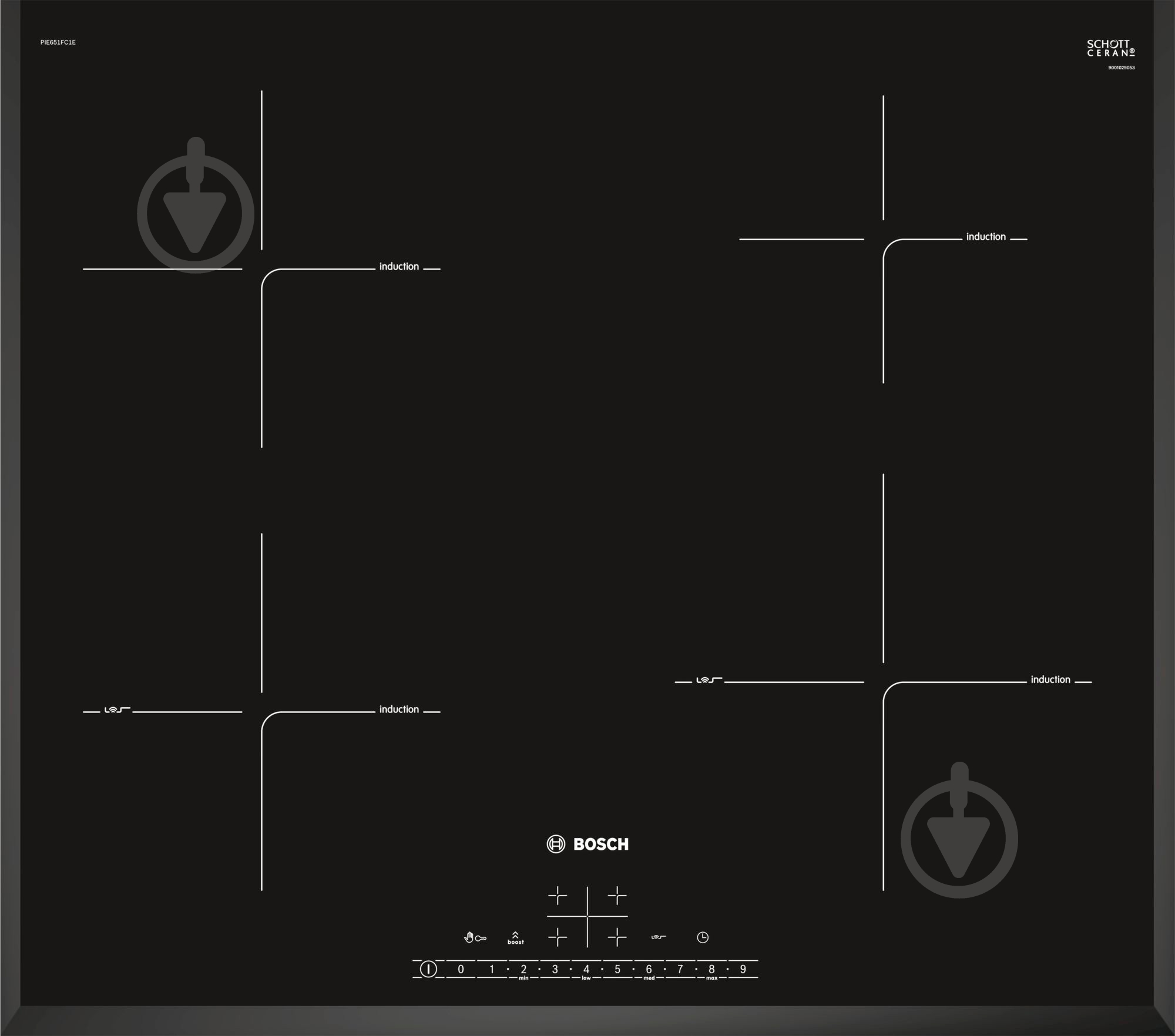 Варочная поверхность индукционная Bosch PIE651FC1E - фото 1 Варочная поверхность индукционная Bosch PIE651FC1E - фото 1