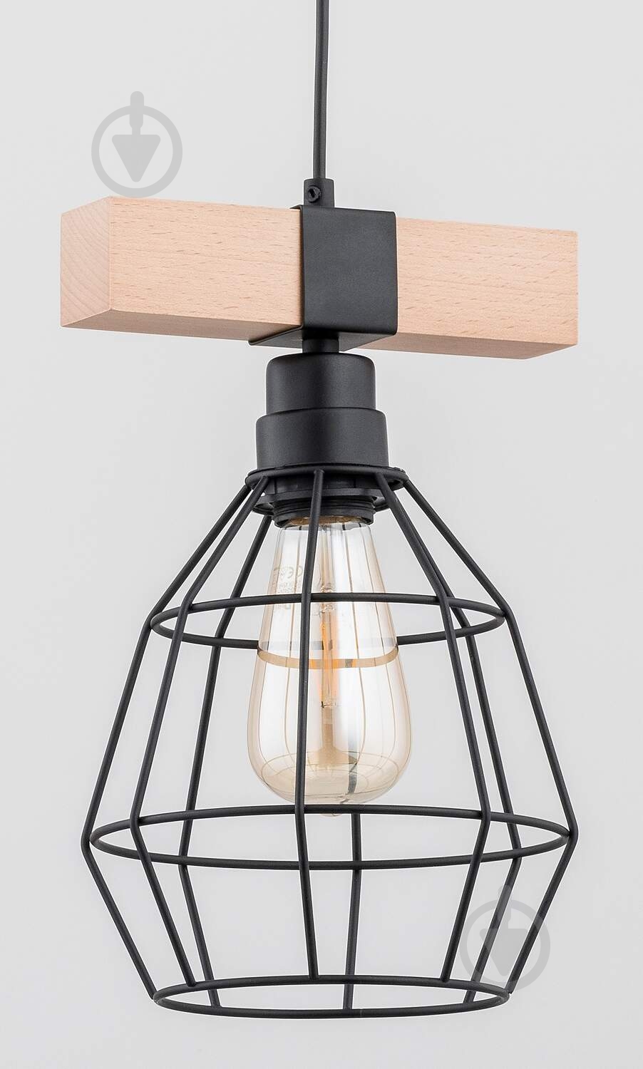 Подвес ALFA Fibia 1x60 Вт E27 черный/дерево 60612 - фото 2