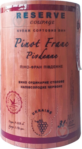 Вино Picnic червоне напівсолодке Reserve Піно Фран південний 3 л - фото 1
