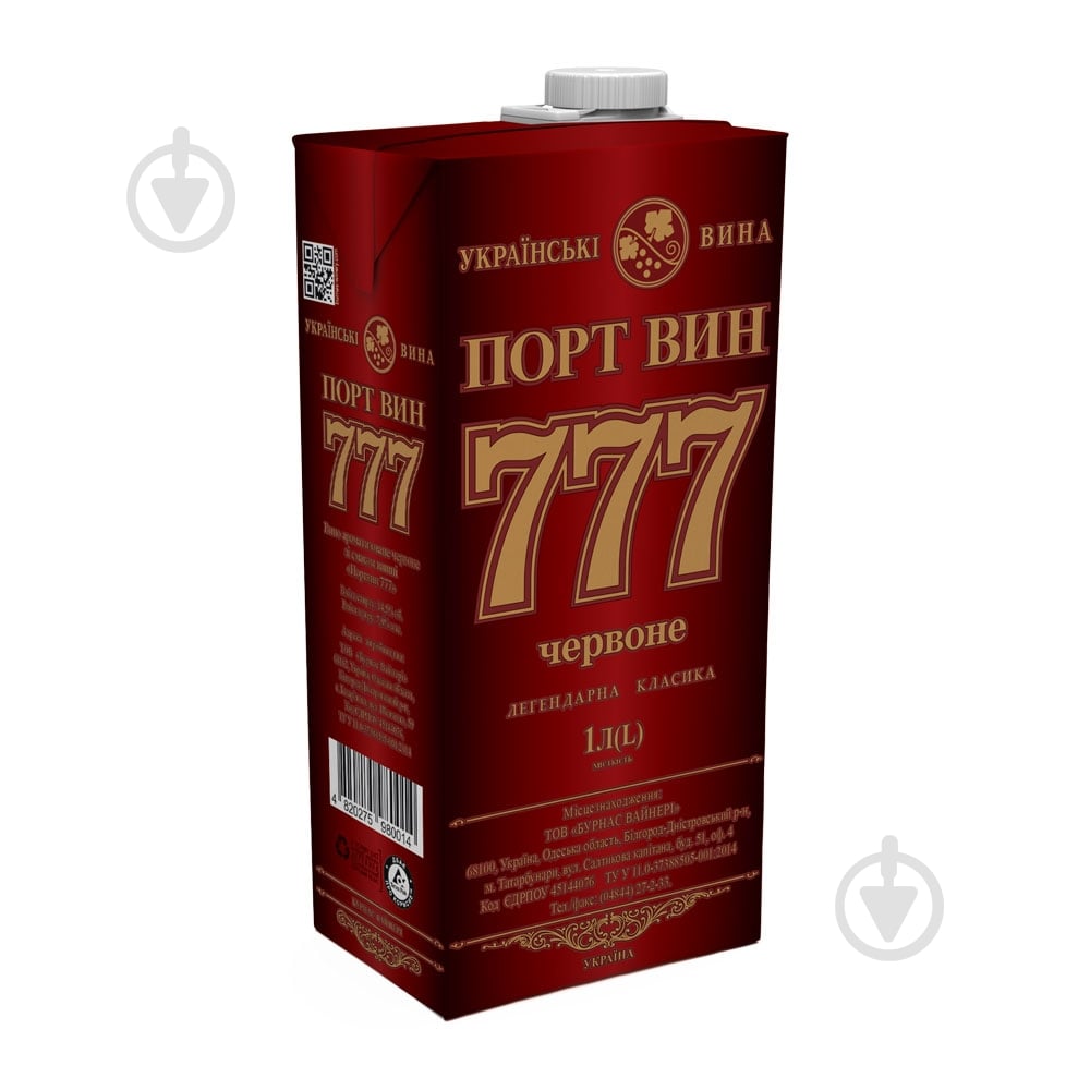 Вино ПОРТ ВИН 777 красный 1 л - фото 1