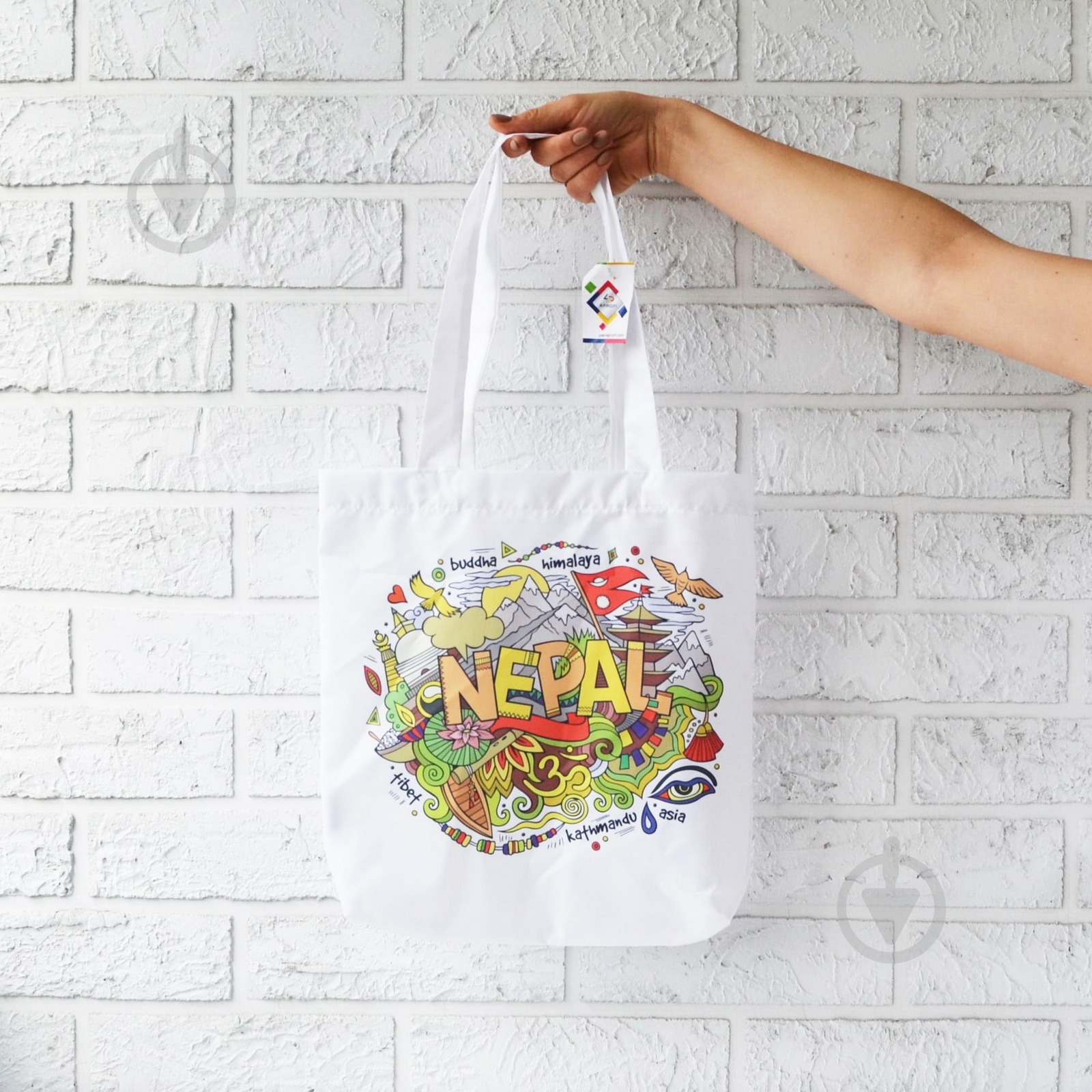 Сумка-шоппер 4PROFI Nepal 40x35 см белый с рисунком - фото 3
