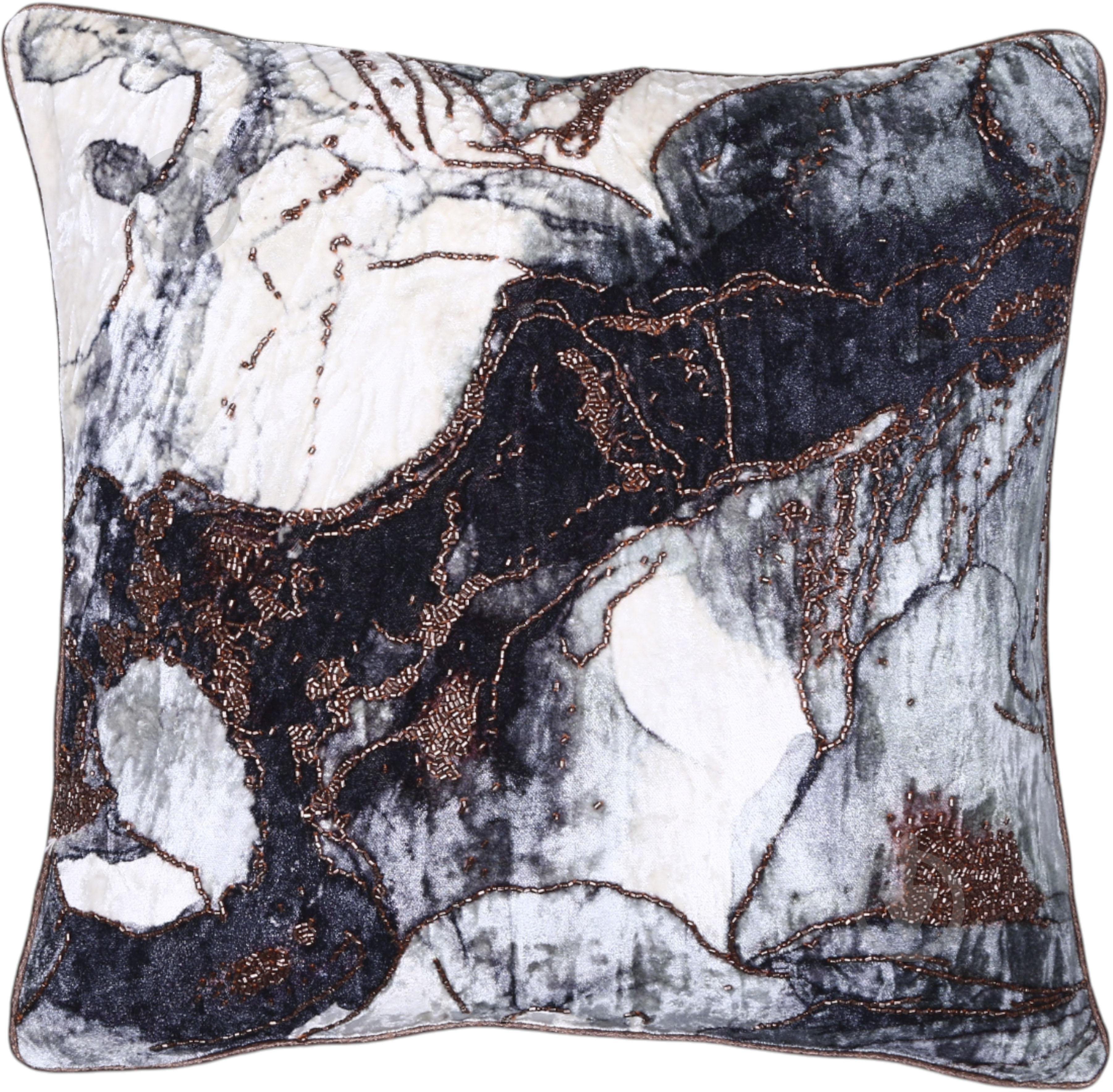 Наволочка декоративна Velvet з ручною вишивкою 45x45 см різнокольоровий PANACHE - фото 1 Наволочка декоративна Velvet з ручною вишивкою 45x45 см різнокольоровий PANACHE - фото 1