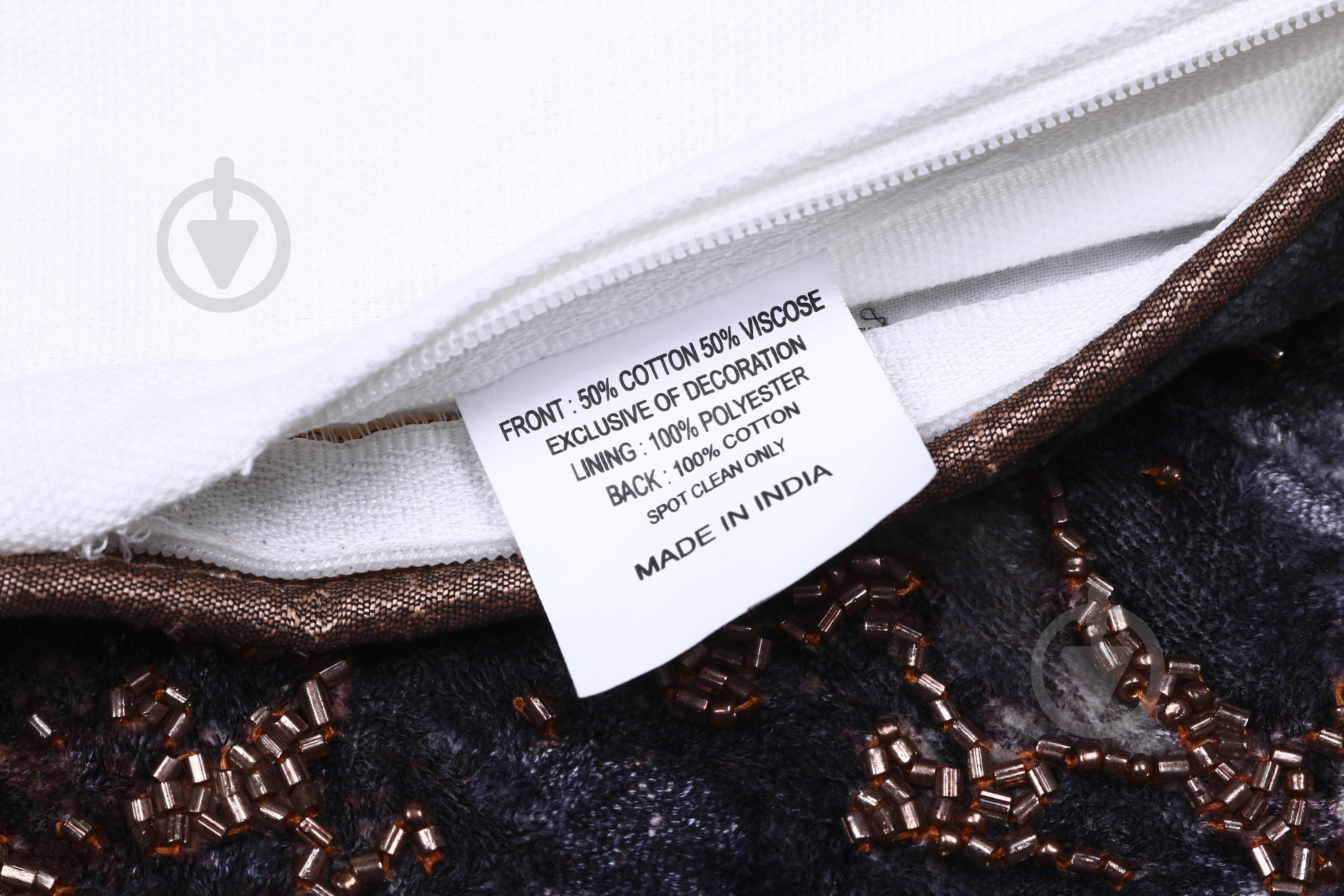 Наволочка декоративна Velvet з ручною вишивкою 45x45 см різнокольоровий PANACHE - фото 3 Наволочка декоративна Velvet з ручною вишивкою 45x45 см різнокольоровий PANACHE - фото 3