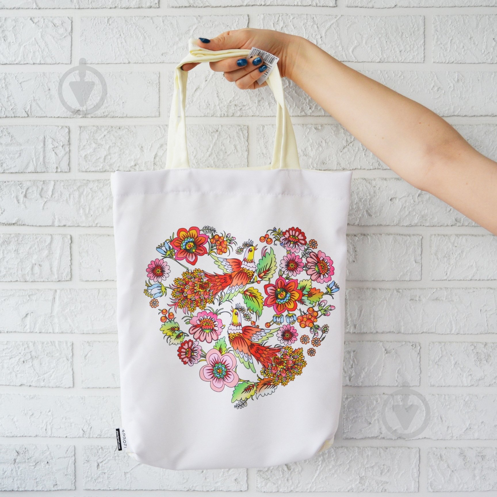 Сумка-шоппер 4PROFI Роспись белый с рисунком - фото 2