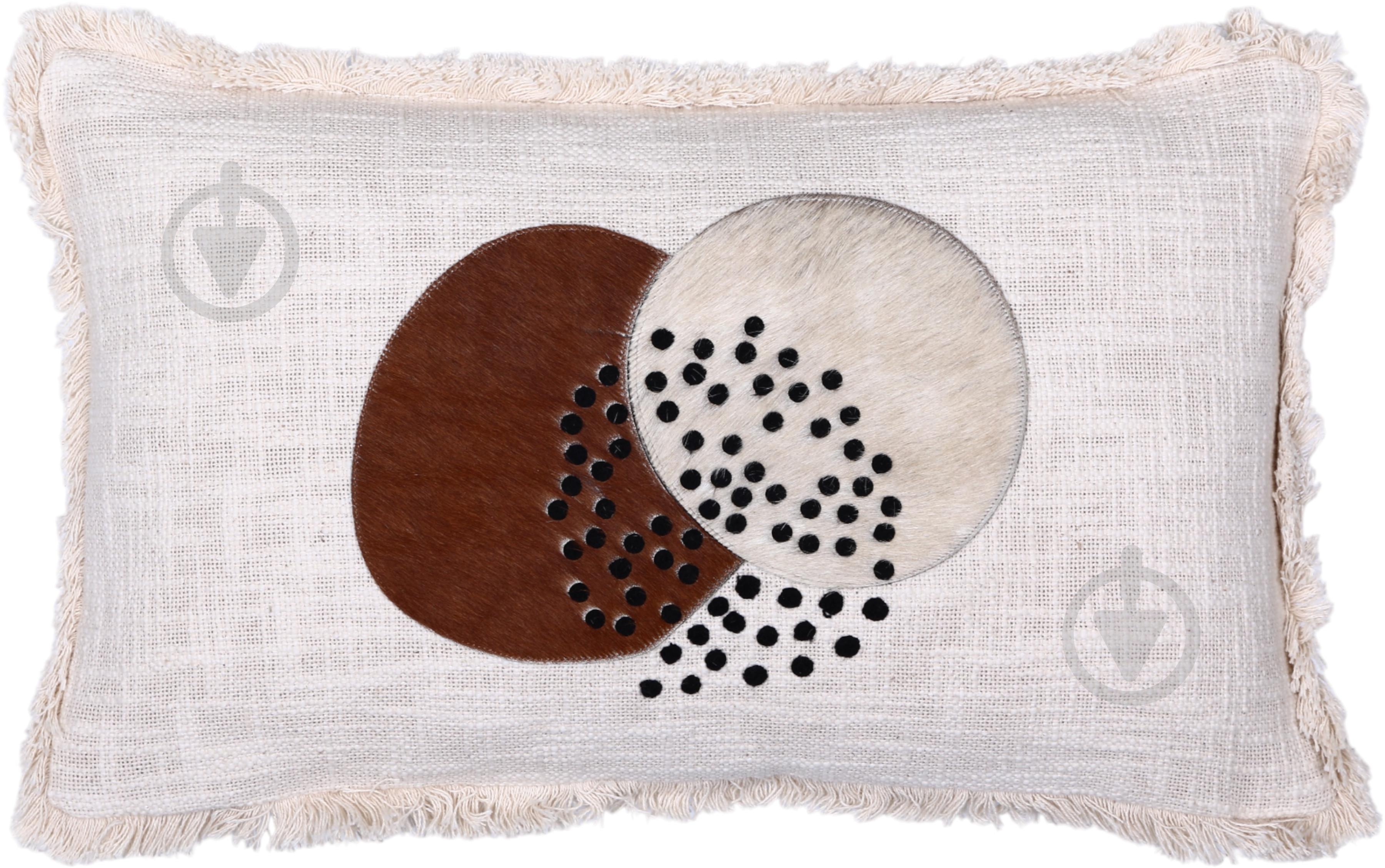 Наволочка декоративна Hairon з ручною вишивкою 30x50 см коричневий із бежевим PANACHE - фото 1 Наволочка декоративна Hairon з ручною вишивкою 30x50 см коричневий із бежевим PANACHE - фото 1