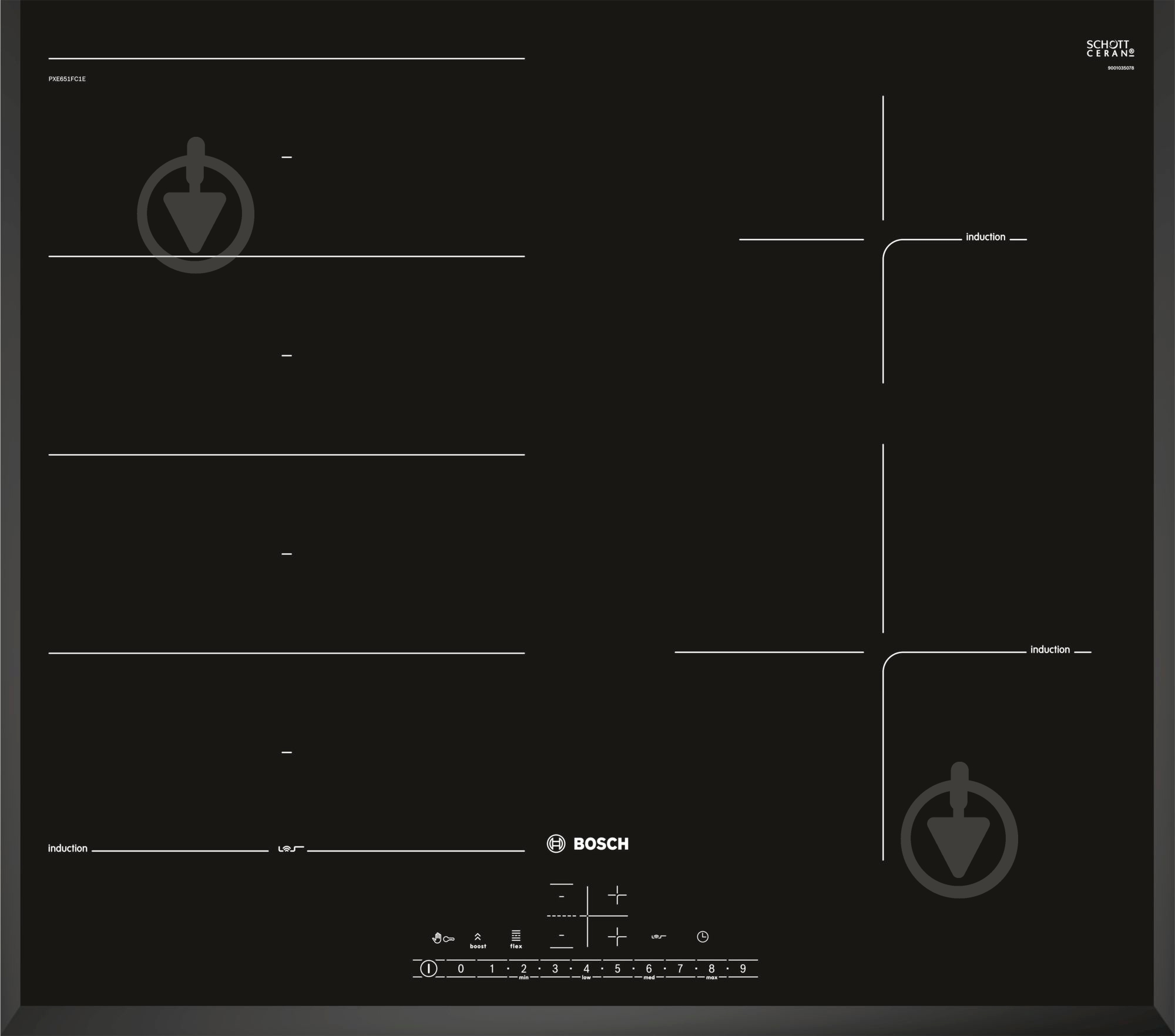 Варочная поверхность индукционная Bosch PXE651FC1E - фото 1 Варочная поверхность индукционная Bosch PXE651FC1E - фото 1