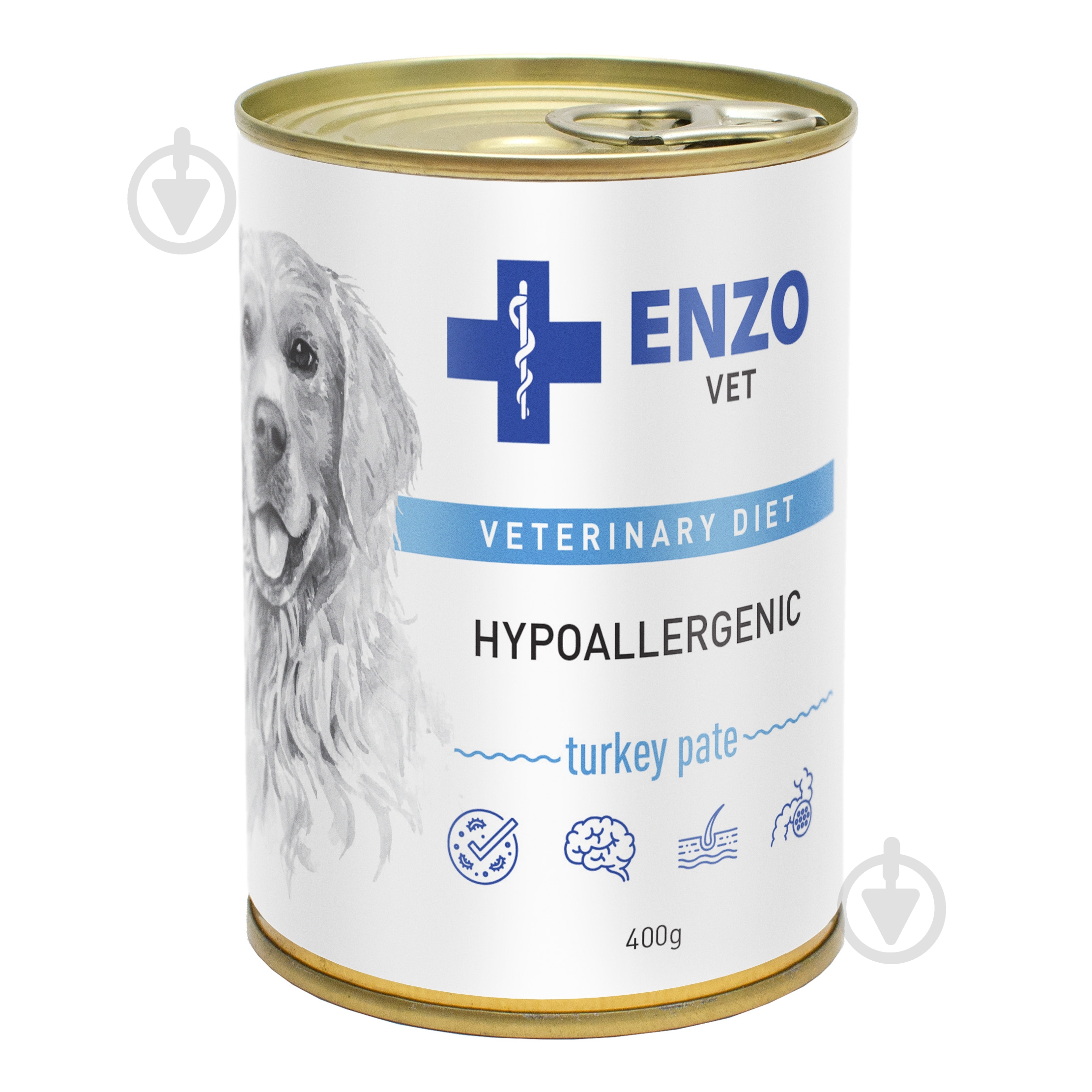 Паштет для дорослих собак для усіх порід Enzo Vet Гіпоалергенний з індичкою 400 г - фото 1